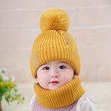2pcs Children's Hat + Scarf Set Thickened Warm Knitted Hat Set