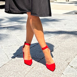 Elegant & Chic High Heel Pumps: Comfortable Block Heel, Pointed Toe with Ankle Strap - Stylish All-Season Women's Footwear