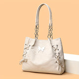 Large Capacity Stylish Tote Bag with Butterfly Charm - Fashion Nylon Shoulder Bag for Daily Chic Style - Durable & Spacious