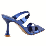Mid Heel Stiletto Open-Toe Slip-On Sandals - Comfortable Fashion Shoes for Women - Perfect for Spring and Summer Casual Wear