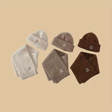 2pcs Kids' Cozy Knit Hat & Scarf Set - Warm, Stretchy Polyester for Boys & Girls Ages 3-8, Perfect for Outdoor Play & Thanksgiving