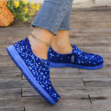 Stylish Sequin Embellished Loafers - Women's Fashion Round Toe Flat Shoes for Casual Party Occasions - Sparkling Comfortable Low Top Slip-Ons with Soft Insoles