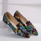 Women's Geometric Pattern Flat Shoes, Elegant Point Toe Dress Shoes, Lightweight Slip On Shoes