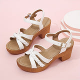 Chic Womens Block Heeled Sandals - Fashionable Braided Ankle Strap Platform Heels - Perfect for Evening Out, All-Match Style