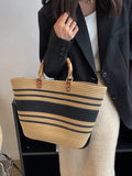 woloong Striped Split-Joint Contrast Color Handbags