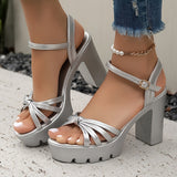 Ultrahigh Heel Womens Platform Sandals - Fashionable Open Toe Ankle Strap Lace Up Shoes with Faux Leather Upper, PU Sole, and Sexy Style for Summer Outdoor Wear - All-Season, Solid Color, No Printing