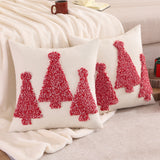 2pcs Canvas Christmas Tree Embroidery Throw Pillow Covers, Printed Pillowcase for Home, Room, Bedroom, Living Room, Car, Sofa Decor