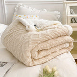 1pc Solid Color Double-layer Jacquard Tower Skin Velvet Lamb Velvet Blanket, Thickened Single Bed Blanket, Air Conditioning Throw Blanket