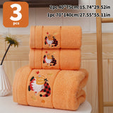 3pcs Halloween-Themed Bath Towel Set - Soft 100% Cotton Terry Cloth Bath Linen Sets with Embroidered Pumpkin Spirit Design, Happy Halloween Bathroom Accessories, Festival Gift for Shower, Sauna, and Halloween Decorations