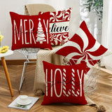 4pcs Winter Christmas Pillowcase Set - Cozy Candy Cane & Tree Designs, Perfect for Sofa & Bedroom Decor