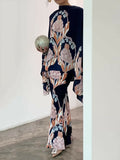 woloong Batwing Sleeves Loose Flower Print Mock Neck Blouses&Shirts Tops
