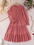 Chic Casual Girls' Summer Dress - Durable Fit & Flare Style with Shirred Detail, Ideal for Parties & Outdoors