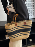 woloong Striped Split-Joint Contrast Color Handbags