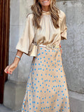 woloong Polka-Dot Loose High Waisted Skirts