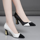 Stylish Chic Pointed Toe Pumps - Women's High Heels with Contrast Color, Slip-On Design, Fashionable Dress Shoes for Special Occasions - Elevate Your Style