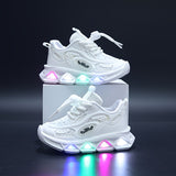 Girls' LED Light-Up Sneakers - Breathable, Comfortable Casual Shoes with Buckle Closure