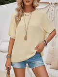woloong Tied Backless Loose High-Low Round-Neck T-Shirts Tops