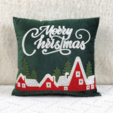 1pc Vibrant Green Dutch Fleece Embroidered Christmas Cushion Throw Pillow Cover