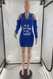 woloong - Red Fashion Casual Letter Print Hollowed Out Hooded Collar Long Sleeve Dresses