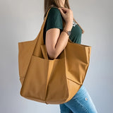 Large Capacity Retro Tote Bag - Spacious Interior, Versatile Shopping Bag, Premium PU Leather - Embracing Minimalist Chic with a Timeless Design