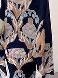 woloong Batwing Sleeves Loose Flower Print Mock Neck Blouses&Shirts Tops