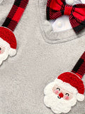 2pcs Baby's Christmas Co-Ords, Bow Decor Turndown Collar Faux Two-piece Romper & Casual Pants, Toddler & Infant Boy's Clothing Set For Fall Winter, Outdoor Cloth