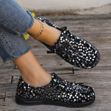 Stylish Sequin Embellished Loafers - Women's Fashion Round Toe Flat Shoes for Casual Party Occasions - Sparkling Comfortable Low Top Slip-Ons with Soft Insoles