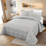 3pcs Fashion Luxury Comforter Set 1* Comforter + 2*Pillowcase, Without Core, Grey Striped Print Quilted Winter Bedding Set, Soft Warm And Skin-friendly Duvet For Bedroom, Guest Room