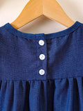 Girls Charming Denim Ruffle Dress with Adorable Button Detail - Flouncy Sleeveless Design for Fun Summer Holidays