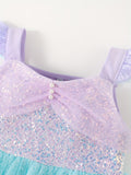 Stunning Mermaid Princess Tutu Dress - Sparkling Sequin, Flutter Trim, Sleeveless Design - Perfect for Party, Christmas, Halloween, Mardi Gras, Carnival, Performance, and Gift Giving