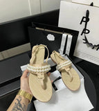 New Flats sandal Women Shoes channel  Summer Beach Clip Toe Slides Luxury Brand Designer Flip-flops Quilted Chain Sandals low heel Women Slippers tn