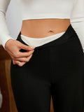 1pc Thermal Fleece-Lined High-Waist Leggings, Butt-Lifting, Slim-Fit, Mid-Stretch Warm Base Layer Pants Indoor & Outdoor Activities, Solid Black For Fall & Winter