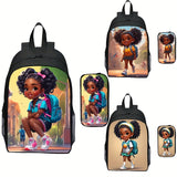 2pcs Stylish Printed Nylon Backpack Set - Lightweight, Large Capacity, Zipper Closure, Cute Design, Ideal for School Days and Birthday Gifts for Boys and Girls