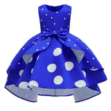 Elegant Polka Dot Sleeveless Party Dress for Girls - All Season, Ruffled, Bow & Belt Details, Knee-High