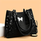 Large Capacity Stylish Tote Bag with Butterfly Charm - Fashion Nylon Shoulder Bag for Daily Chic Style - Durable & Spacious