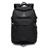 USB Rechargeable Backpack New Fashion Casual Solid Color Student Schoolbag Wear-Resistant Burden Reduction Large Capacity Travel Backpack