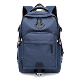 USB Rechargeable Backpack New Fashion Casual Solid Color Student Schoolbag Wear-Resistant Burden Reduction Large Capacity Travel Backpack