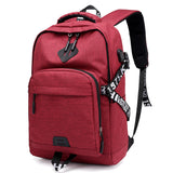 USB Rechargeable Backpack New Fashion Casual Solid Color Student Schoolbag Wear-Resistant Burden Reduction Large Capacity Travel Backpack