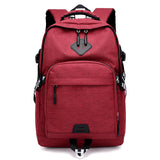 USB Rechargeable Backpack New Fashion Casual Solid Color Student Schoolbag Wear-Resistant Burden Reduction Large Capacity Travel Backpack