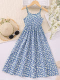 Charming Floral Cami Dress for Girls - Breathable Summer Attire - Perfect for Parties & Beach Outings