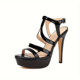 Women's Fashion Platform Stiletto Sandals, T-strap Open Toe Thin High Heels, Sexy Party & Club Dress Sandals