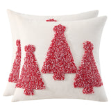2pcs Canvas Christmas Tree Embroidery Throw Pillow Covers, Printed Pillowcase for Home, Room, Bedroom, Living Room, Car, Sofa Decor