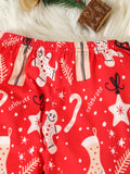 2pcs Set of Children and Toddler's Autumn and Winter Warm Fleece Underwear, Long Sleeve Thermal Outdoor Suit, Velvet Fabric, Christmas, Cookie Cartoon