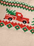 6 Months-3 Years Toddler Baby Boys Christmas Sweaters Long Sleeve Round Neck Truck Print Knit Pullovers Infant Jumper Tops