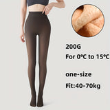 Women's High-Waist Fleece-Lined Tights, Polyester and Spandex Blend, Solid Color Knit Fabric, Warm and Elastic, Hand Washable - 1 Pair