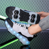 Girls' LED Light Up Roller Skates for Ages 12 and Under - Breathable PU Upper, TPR Sole, Rechargeable Lithium Polymer Battery, All-Season Hook and Loop Fastener Skating Shoes