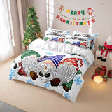 3-Piece Christmas Gnome Duvet Cover Set - Digital Print Zipper Closure - 100% Polyester Sanded Fabric - Machine Washable - All-Season Bedding with 2 Pillowcases - No Duvet Insert - 90g Square Weight