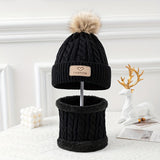 2pcs Warm Pom Pom Knitted Hat And Scarf Set For Boys And Girls