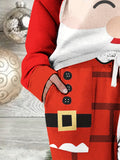 2 Pcs Festive Santa Claus Print Outfit - Long Sleeve Crew Neck Christmas T-shirt & Drawstring Slant Pockets Jogger Pants - Soft, Breathable, Comfy Women's Clothing for Holiday Parties