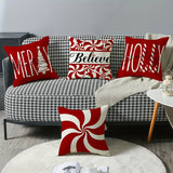 4pcs Winter Christmas Pillowcase Set - Cozy Candy Cane & Tree Designs, Perfect for Sofa & Bedroom Decor